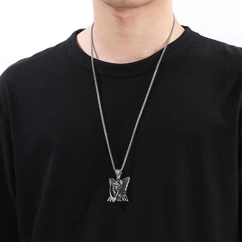 Kemstone Skull Pendant Necklace for Men Titanium Steel Vintage Claw Detail Relief KP48370-BD