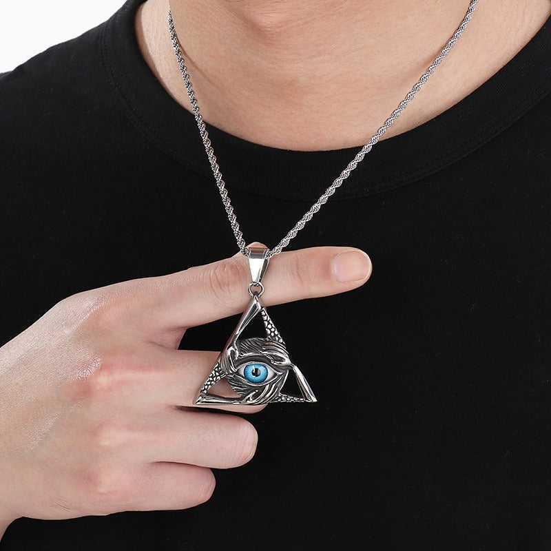 Kemstone Viking Compass Necklace – Titanium Steel Evil Eye Amulet KP116383-MZOZ