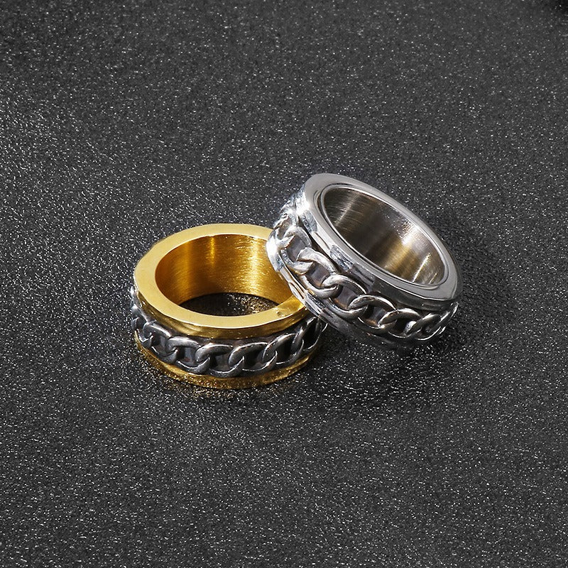 Anello meccanico retrò Kemstone - Design gotico rotante per accessori antistress KR44457-K