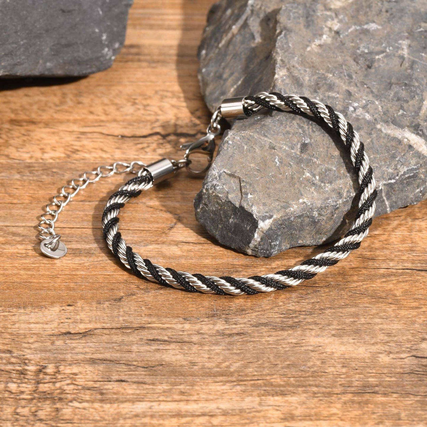 Kemstone Stainless Steel Rope Twist Bracelet Necklace – Men’s Jewelry BR-235