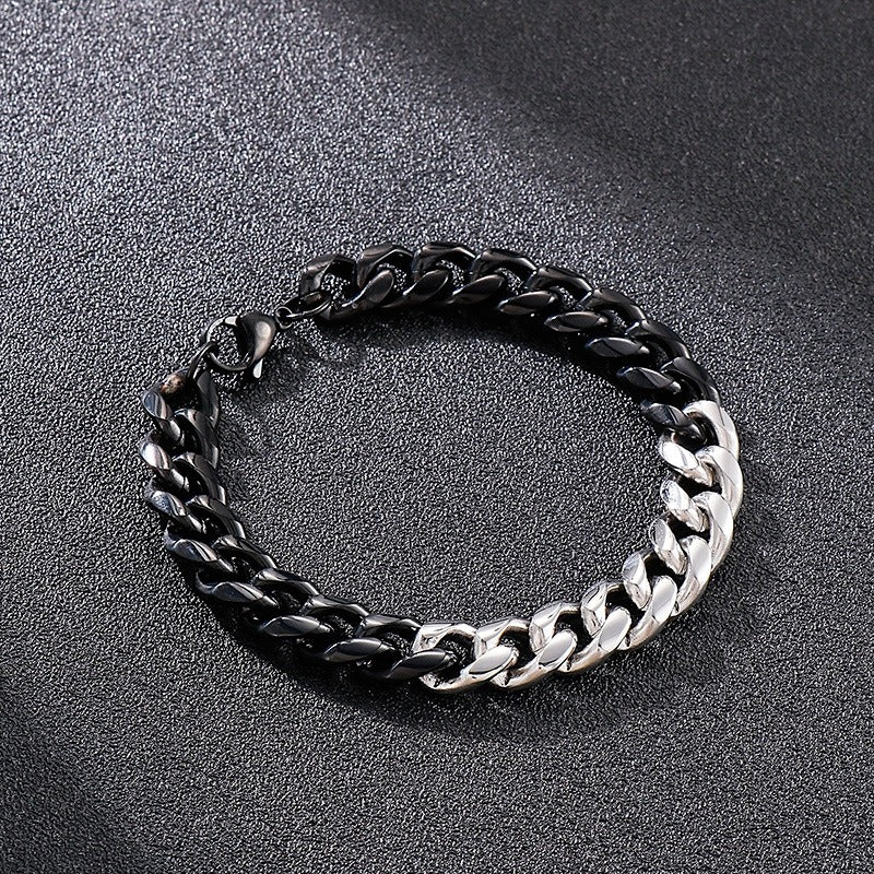 Kemstone Modular Titanium Steel Bracelet – Multi-Tone Urban Link Design, Adjustable Streetwear Accessory for Men KB139945-Z