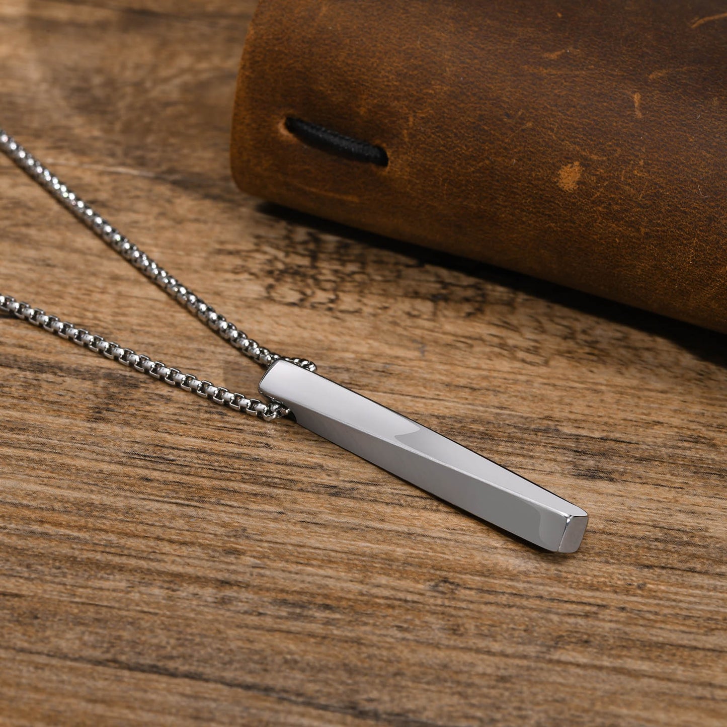 Kemstone Nordic Rune Bar Necklace – Stainless Steel Viking Pendant, Elder Futhark Engraving NC-1383