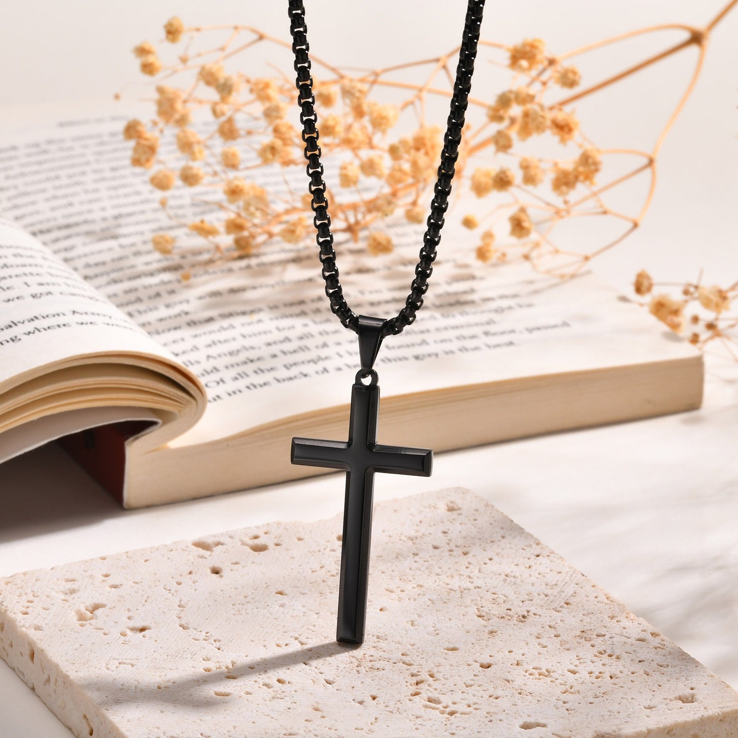 Steel Cross Pendant Necklace – Polished Minimalism in Silver, Gold & Black PN2045