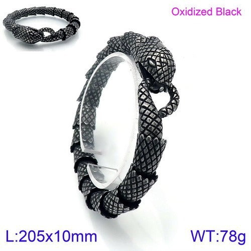 Gothic Snake Scale Chain Bracelet & Necklace – Vintage Titanium Steel Serpent Jewelry for Men KB126122