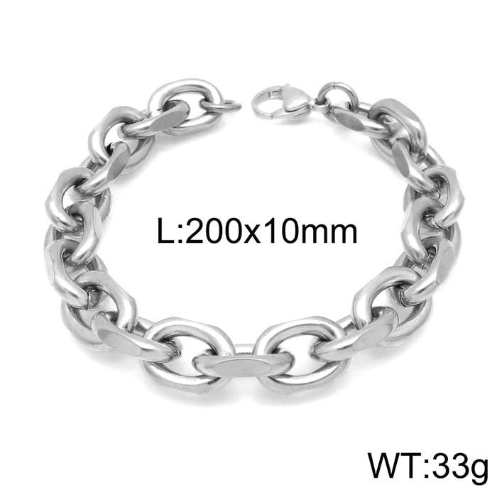 Kemstone Matte Stainless Steel O-Link Chain Set – Gothic Rock Choker & Bracelet for Men’s Urban Streetwear KS138454-Z