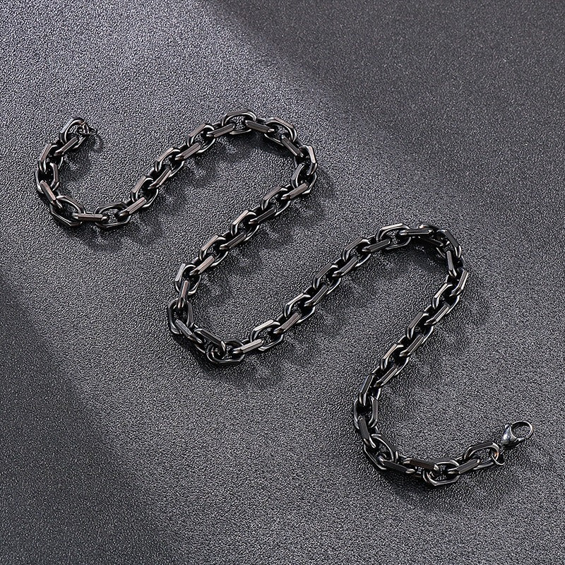 Kemstone Men’s Black O-Link Chain Bracelet & Necklace – Stainless Steel Gothic Viking KS141119-Z