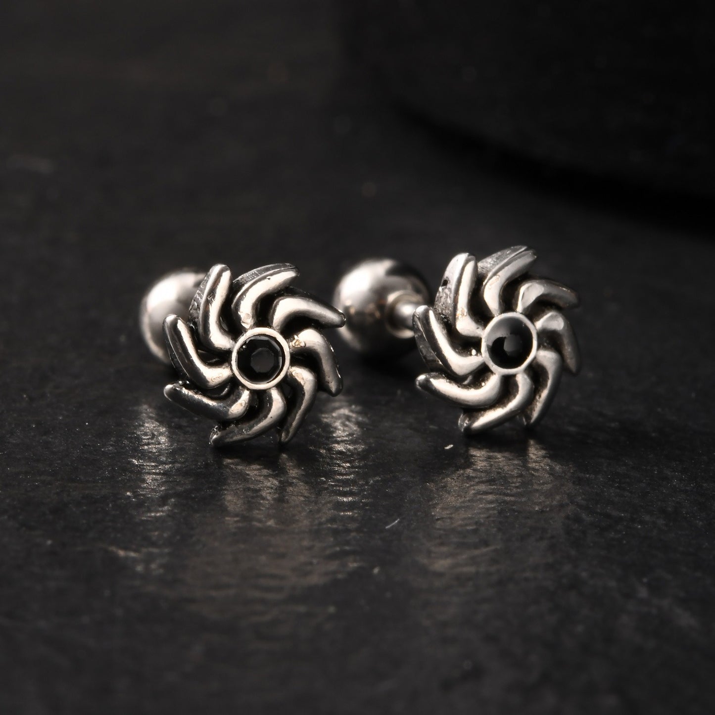 Kemstone Gothic Punk Stainless Steel Stud Earrings – Bold Vintage Edge