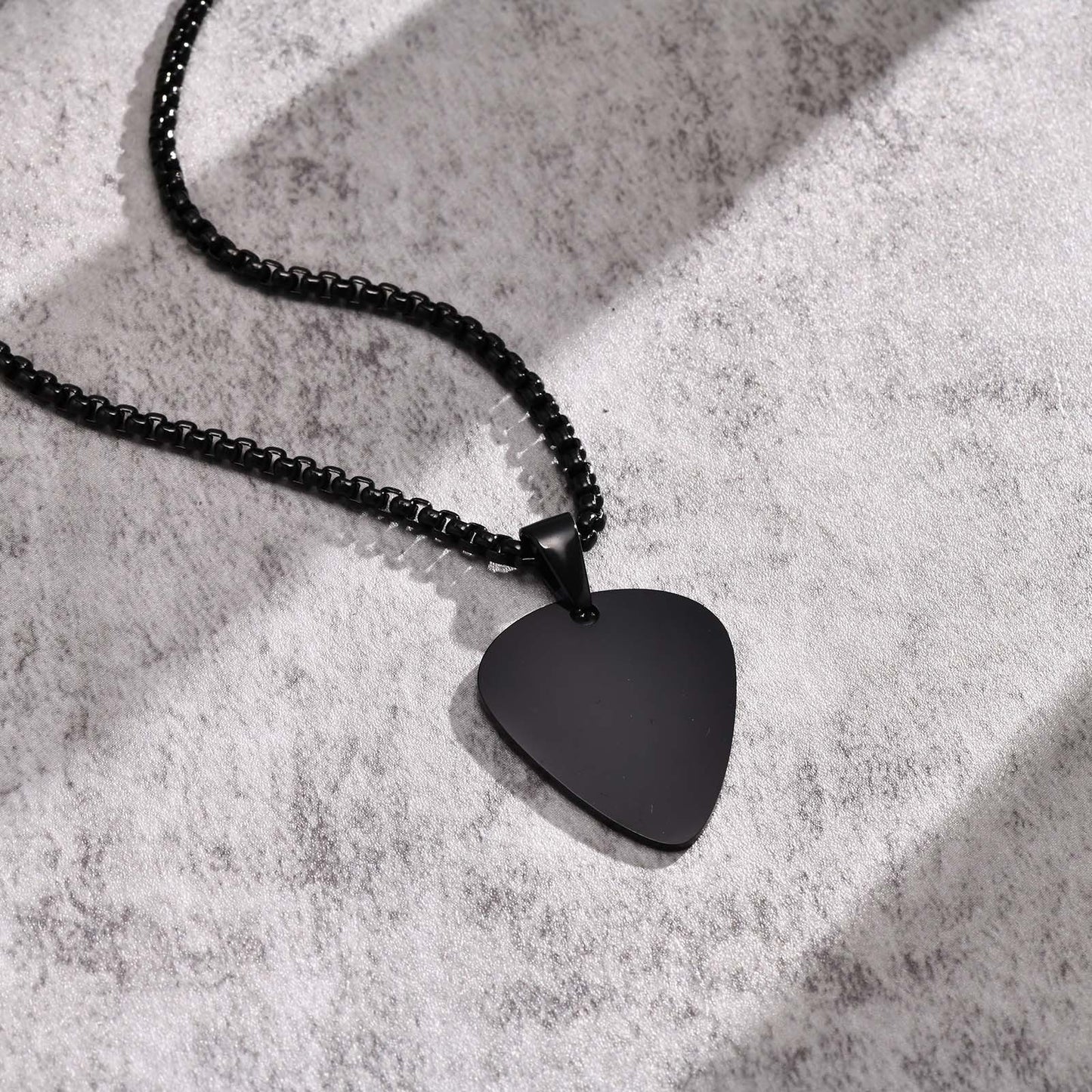 Kemstone Steel Guitar Pick Pendant Necklace – 316L Stainless Steel Minimalist Rock Jewelry PN-1843