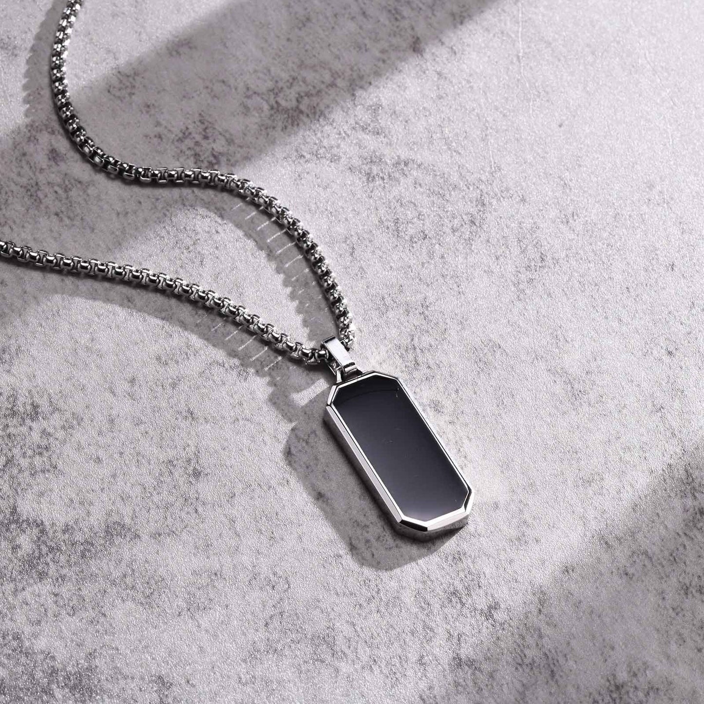 Men’s Stainless Steel Dog Tag Necklace – Geometric Minimalist Pendant PN-1858