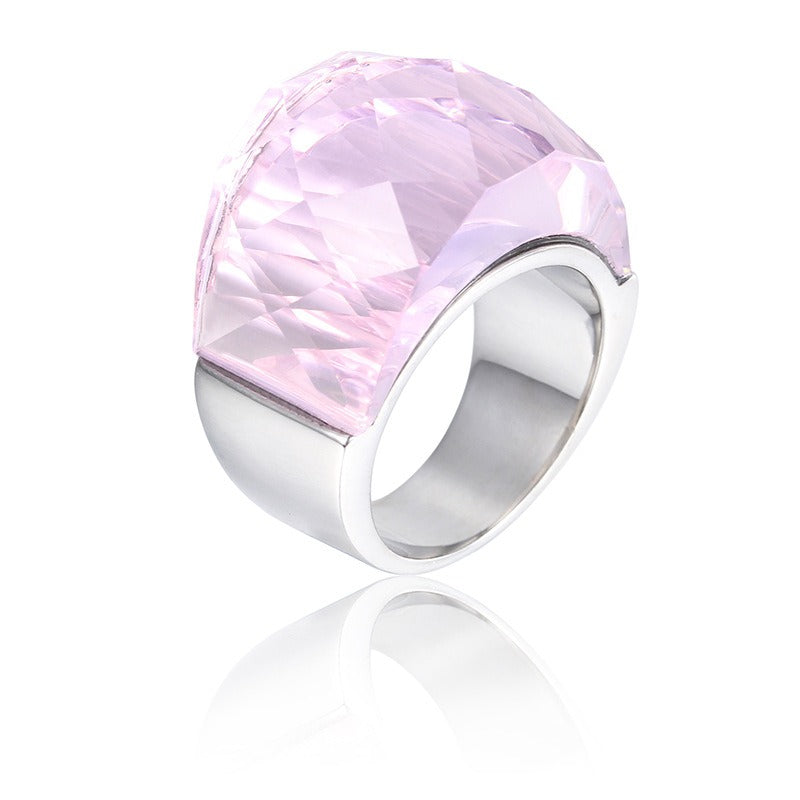 Anillo de oro de 18 quilates con baño electrolítico al vacío de Kemstone y cristal multicolor, diseño de estética simplificada KR31887-K