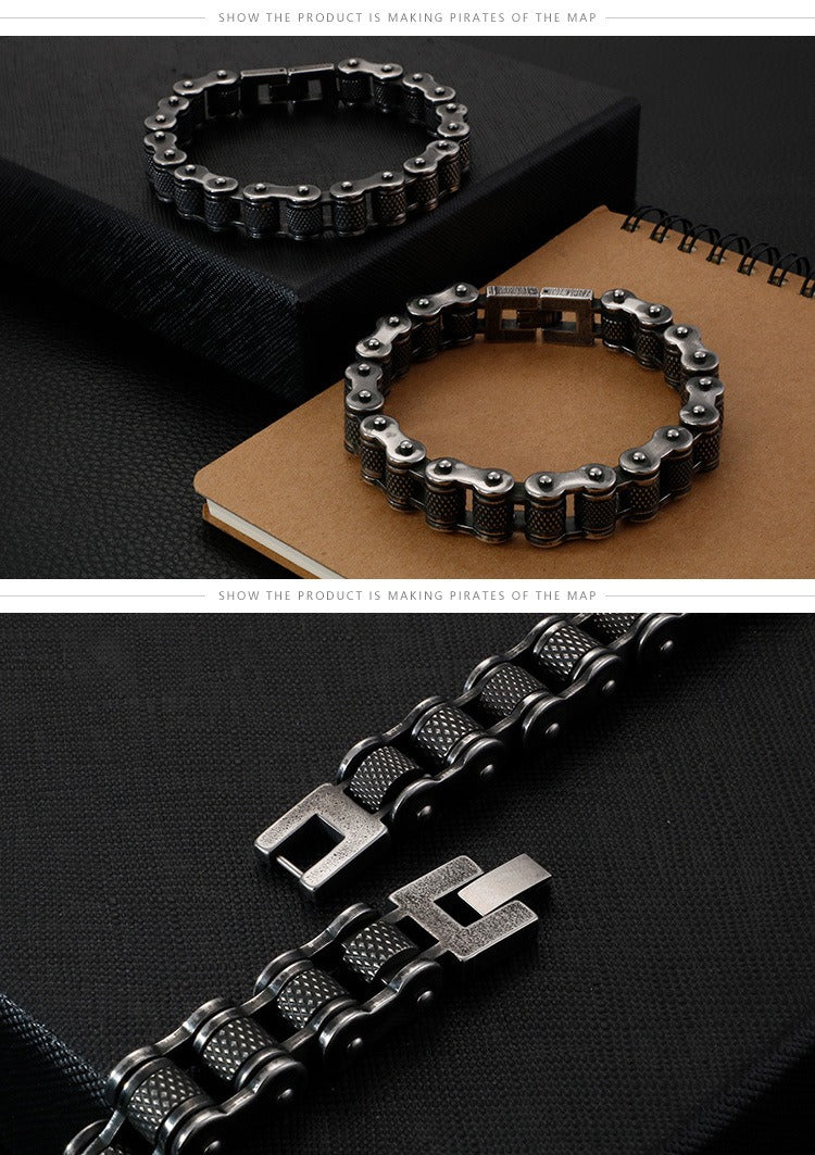 Kemstone Titanium Urban Biker Chain Bracelet – Lightweight Rugged Motorcycle Style KB86277