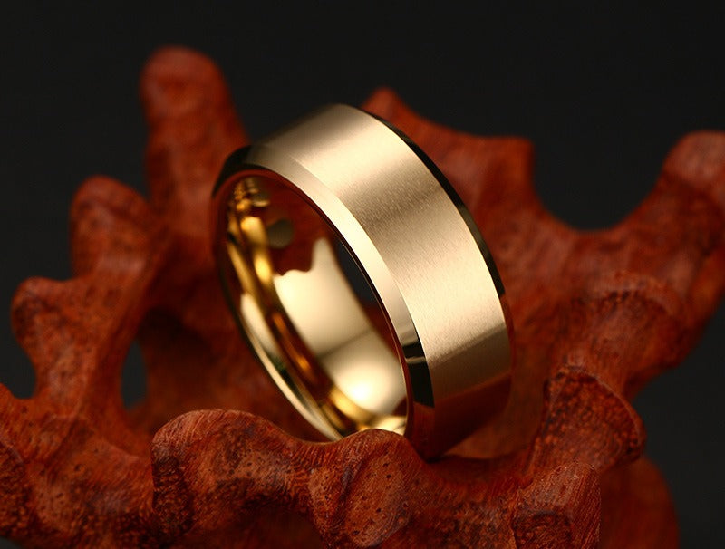 Kemstone Tungsten Ring for Men – 8mm Brushed Band with Viking Power Symbol, Scratch-Resistant TCR-011
