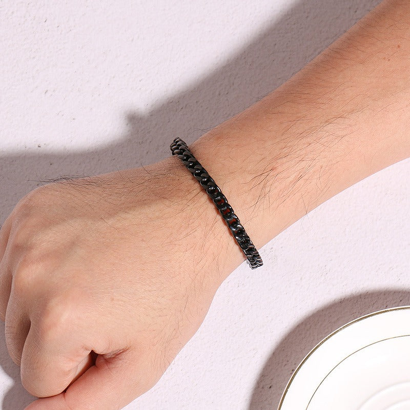 Kemstone Men’s Stainless Steel Viking Chain Bracelet – Hexagonal Link Curb Design BR-625