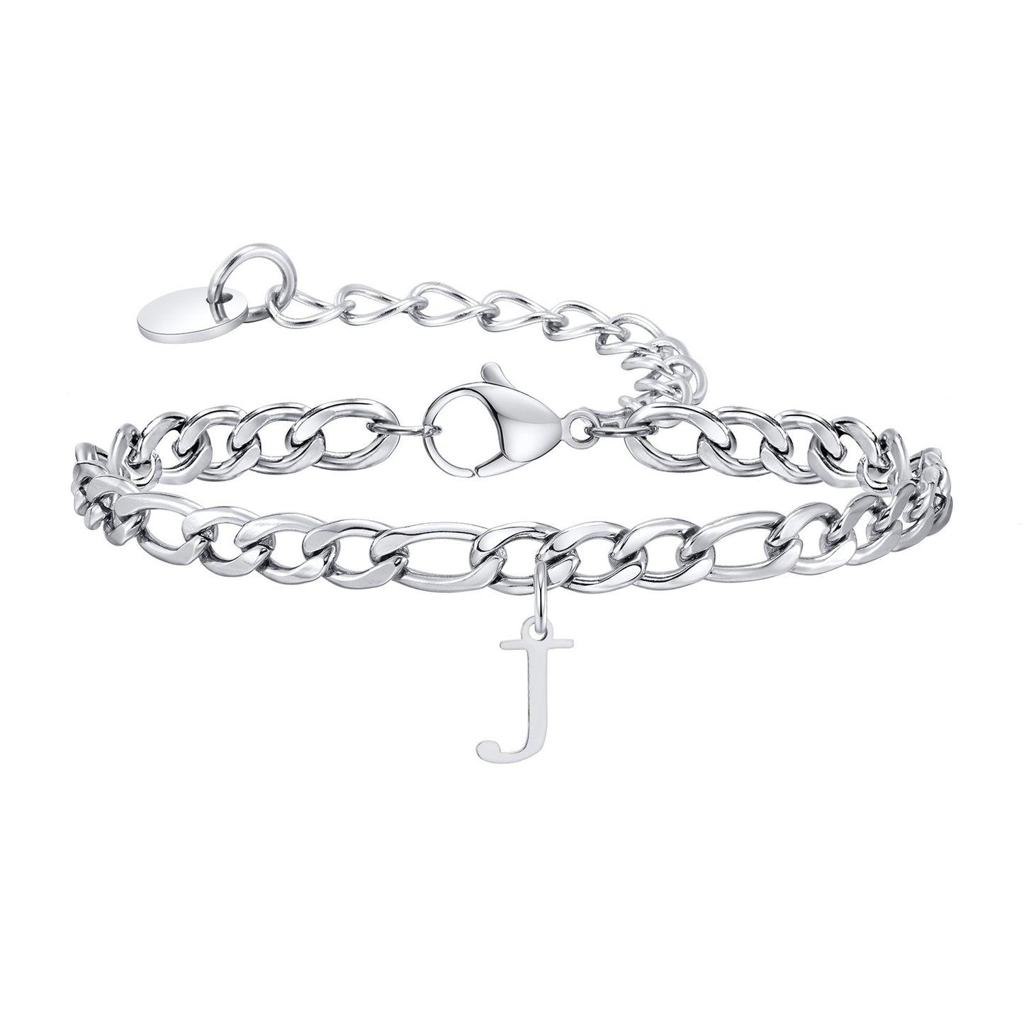 Kemstone Men's Stainless Steel 3:1 NK Chain Bracelet with Bold Alphabet Pendant - Durable Everyday Accessory for Casual to Formal Looks BR-2058