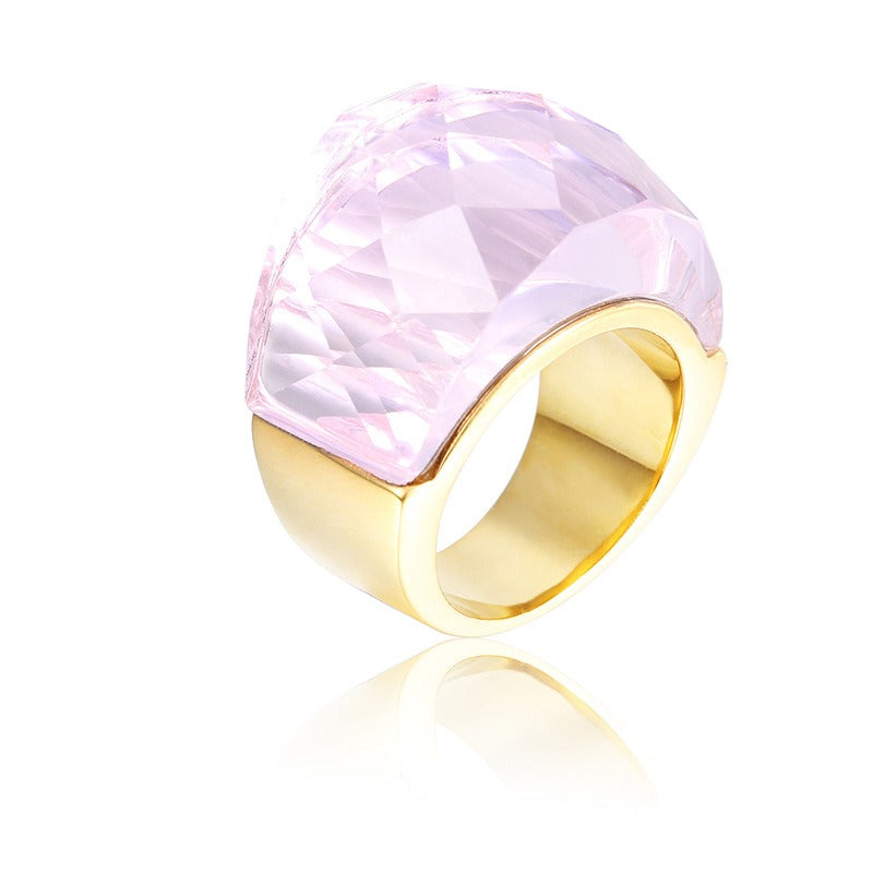 Anillo de oro de 18 quilates con baño electrolítico al vacío de Kemstone y cristal multicolor, diseño de estética simplificada KR31887-K