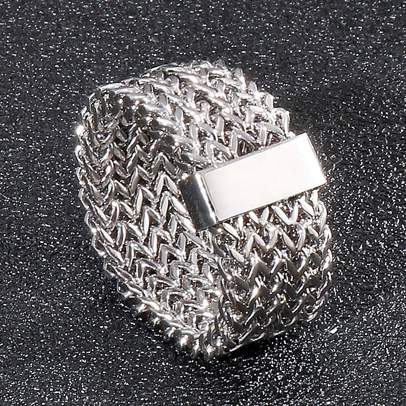 Kemstone 4-Bar Motorcycle Chain Ring – Retro Punk Titanium Steel Band for Men KR92114
