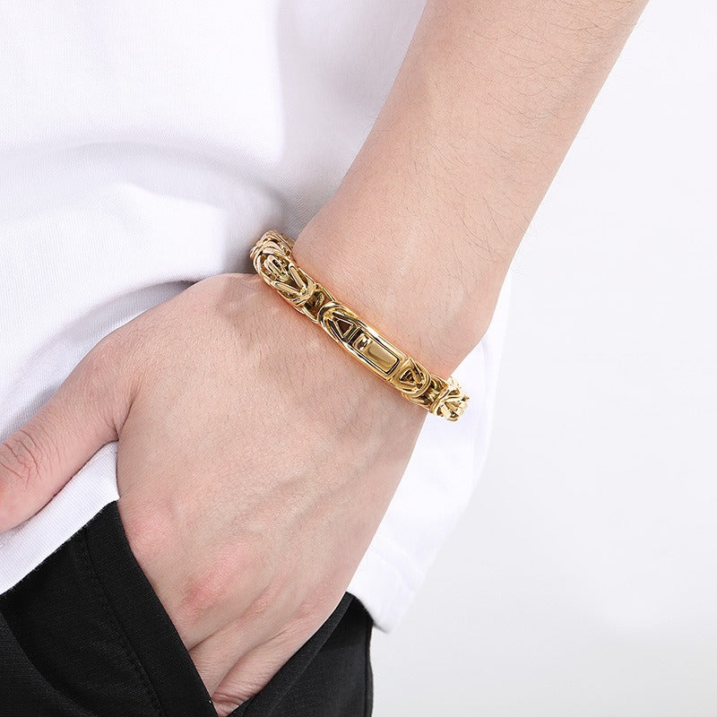 Kemstone Titanium Steel Square Imperial Chain Bracelet for Men KB111152-BD