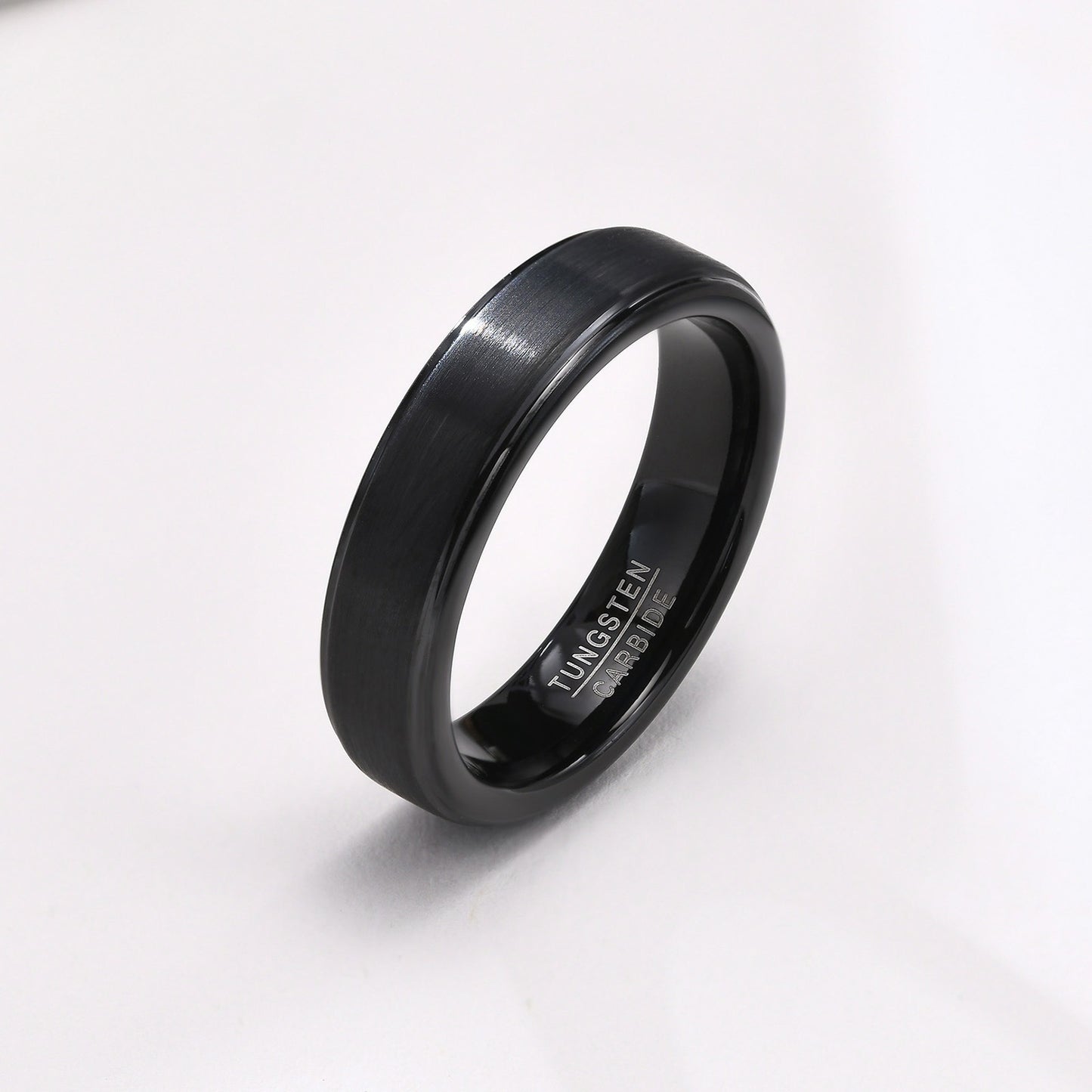 Kemstone Tungsten Steel Graduation Ring – 5mm Black & Gold Matte Finish Men's TCR-061