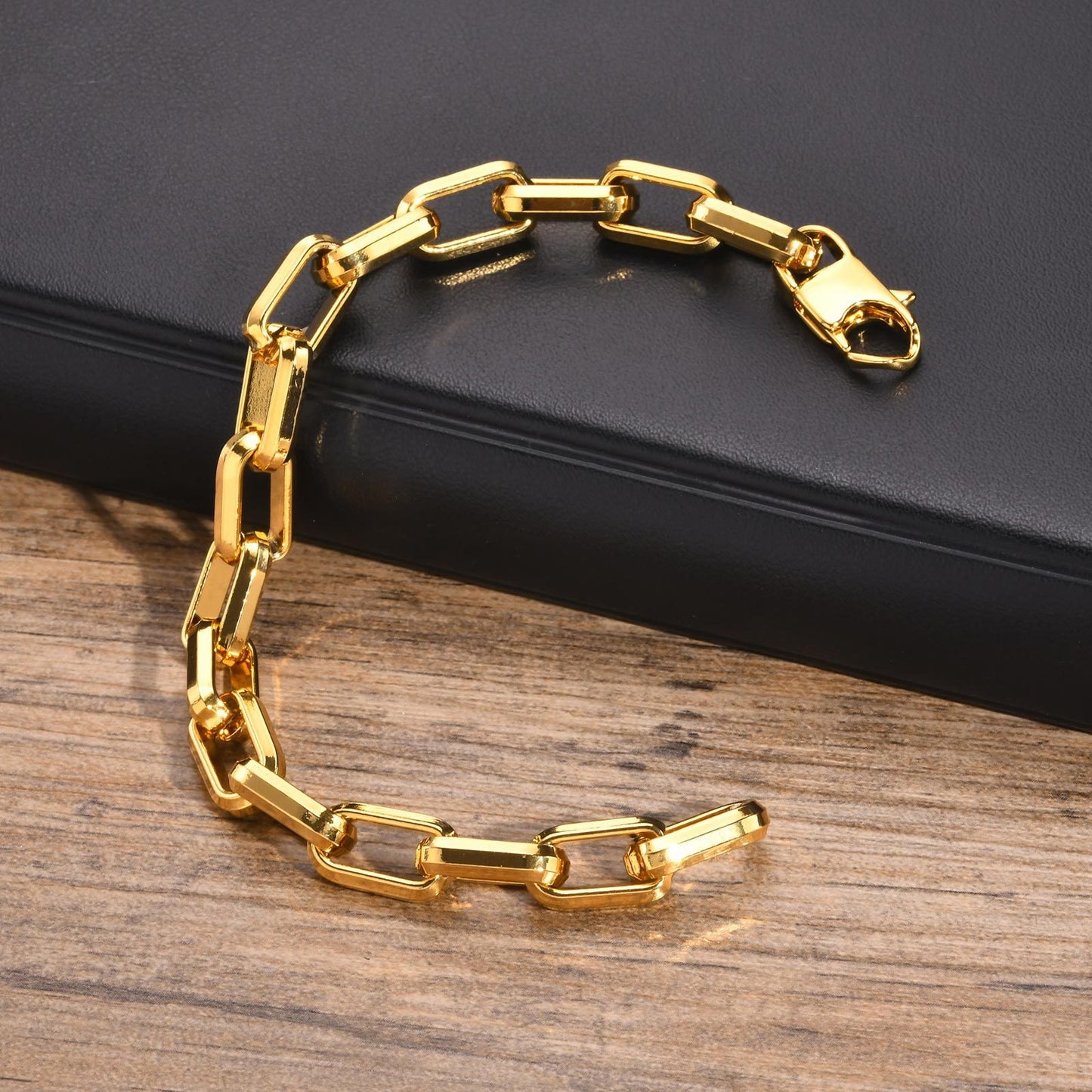 Chunky Square-Link Stainless Steel Bracelet for Men – Norse-Inspired Heavy Chain BR-1734