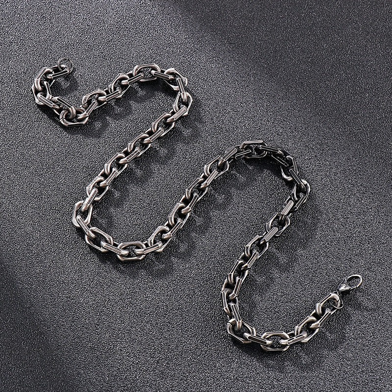 Kemstone Men’s Black O-Link Chain Bracelet & Necklace – Stainless Steel Gothic Viking KS141119-Z