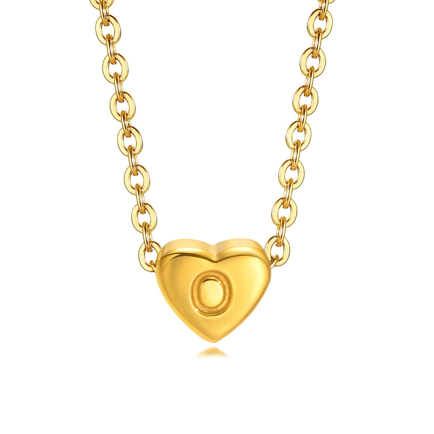Collar de acero inoxidable Kemstone con letras de corazón - Colgante de amor con 26 letras del alfabeto PN-1670
