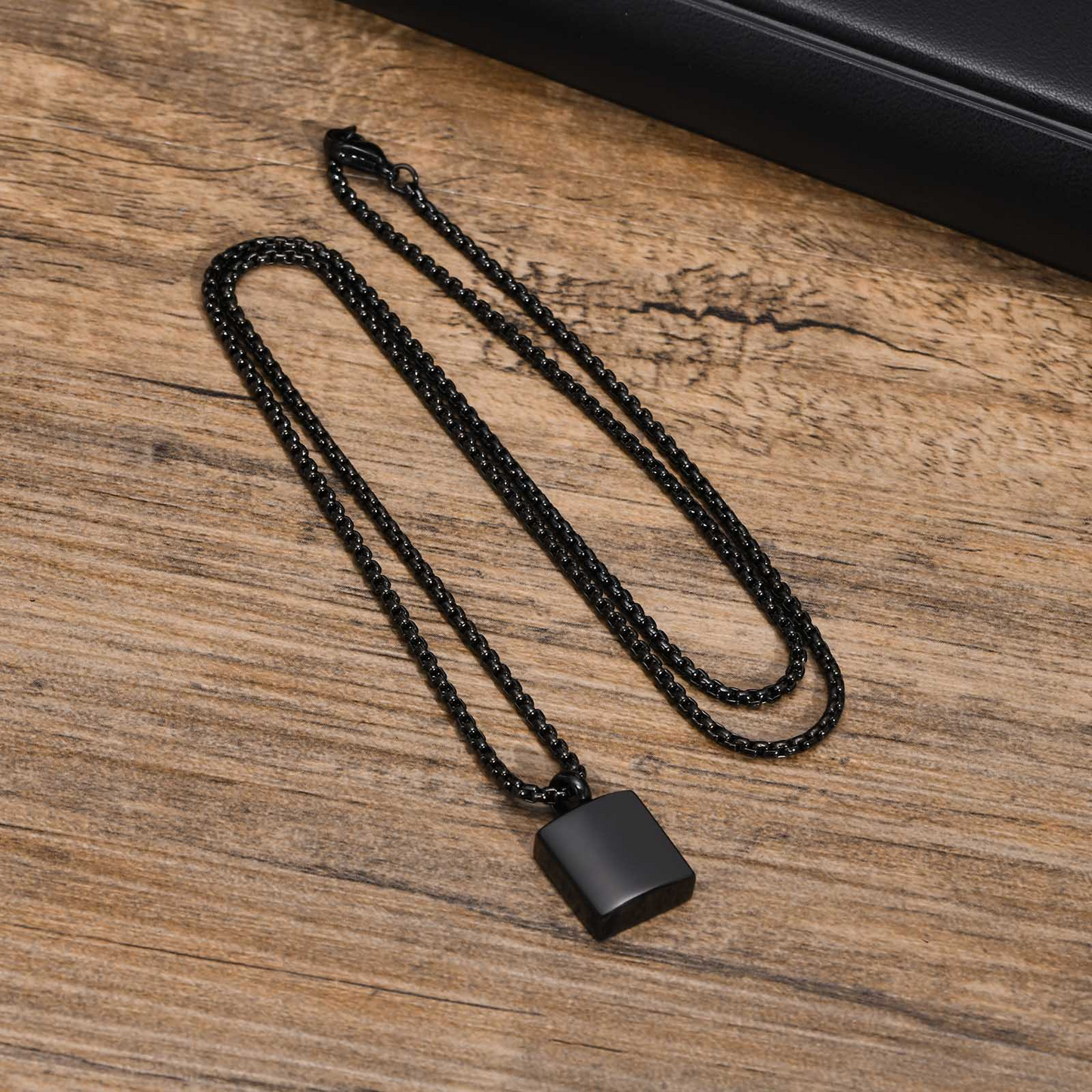 Kemstone Square Keepsake Pendant Necklace for Men Women Stainless Steel Minimalist Locket PN-1871