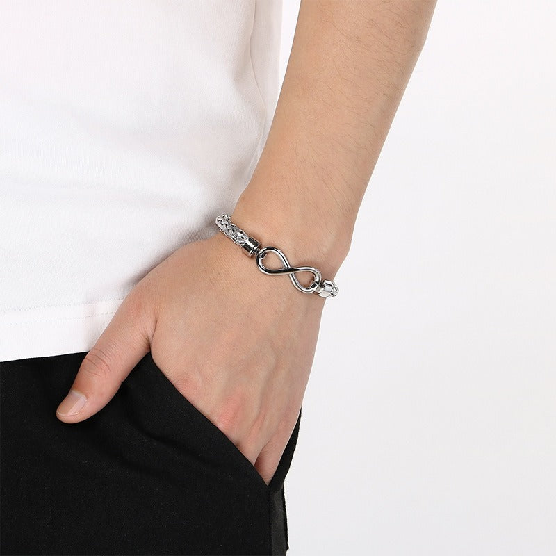 Kemstone Infinity Bracelet for Men Titanium Steel Braided Chain Gold Silver KB212143-KFC