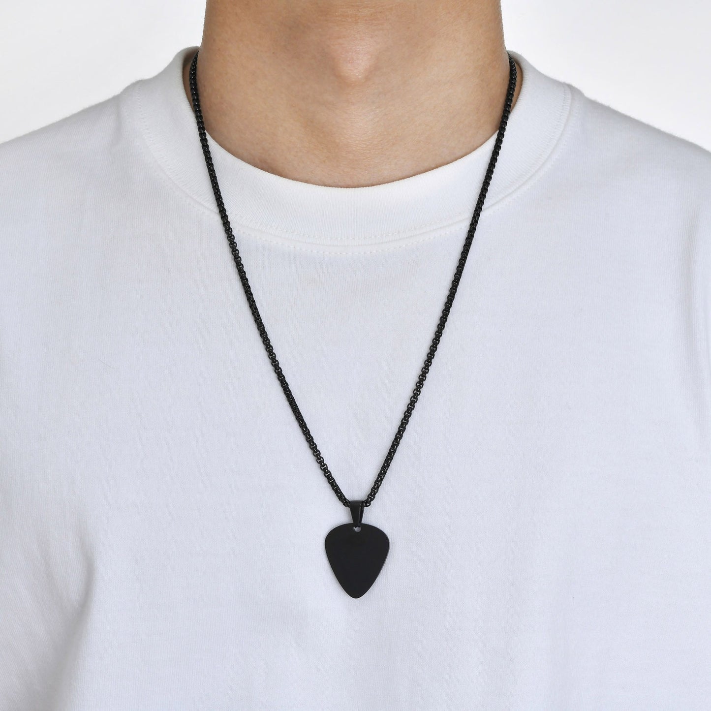 Kemstone Steel Guitar Pick Pendant Necklace – 316L Stainless Steel Minimalist Rock Jewelry PN-1843