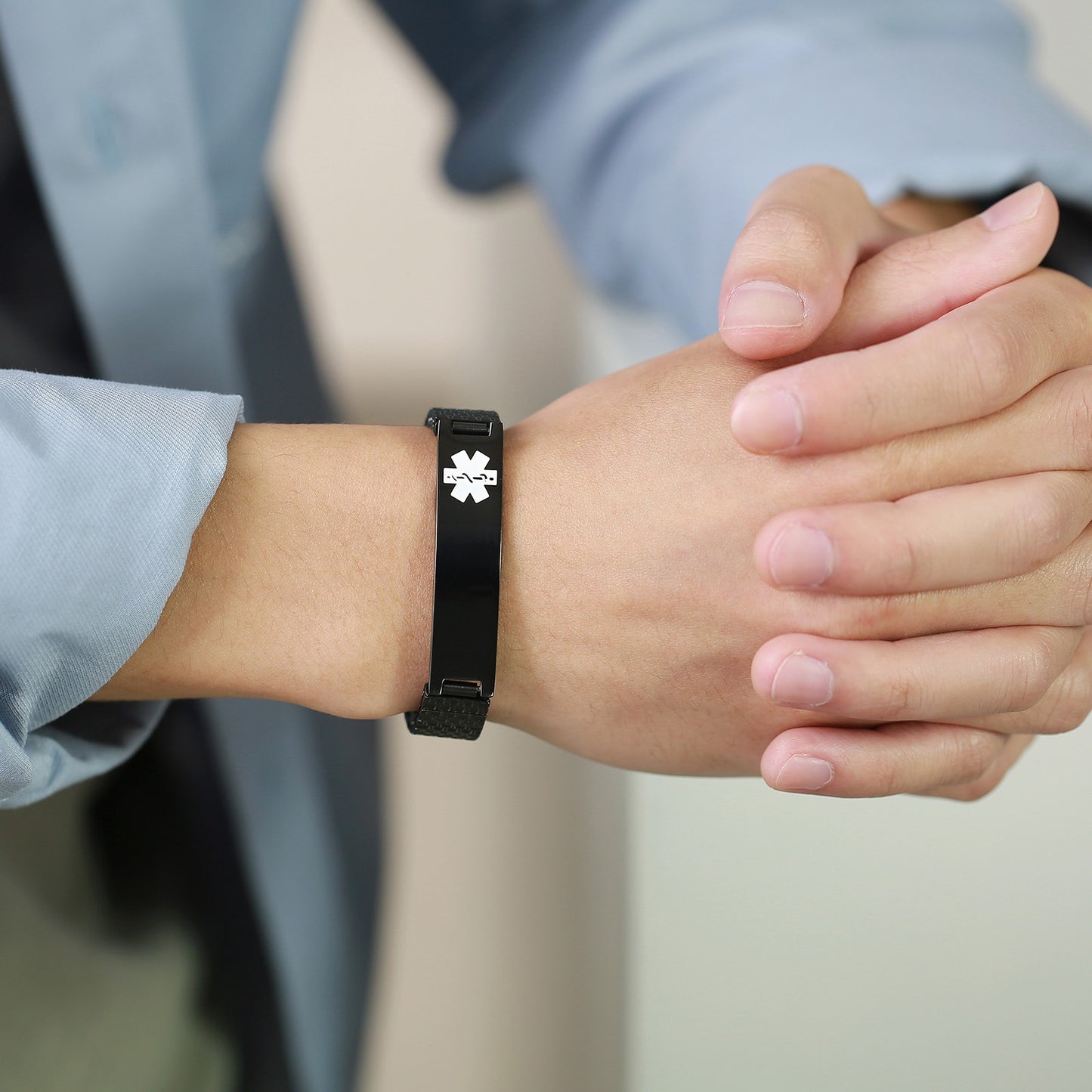 Pulsera elástica de alerta médica – Banda de identificación de acero inoxidable de 12 mm BR-263
