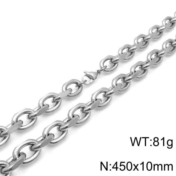 Kemstone Matte Stainless Steel O-Link Chain Set – Gothic Rock Choker & Bracelet for Men’s Urban Streetwear KS138454-Z