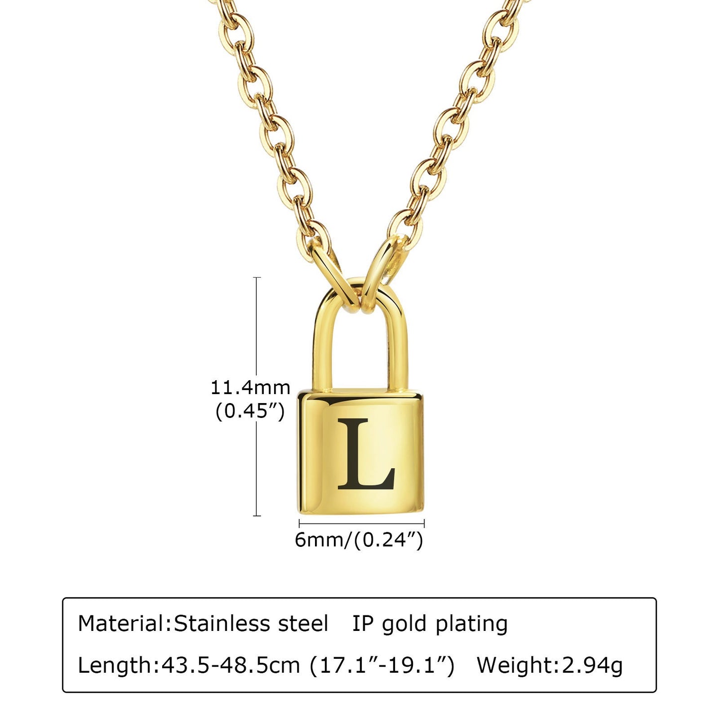 Colgantes de letras con cerradura de acero inoxidable Kemstone: collar minimalista con el alfabeto para historias cotidianas NC-1033