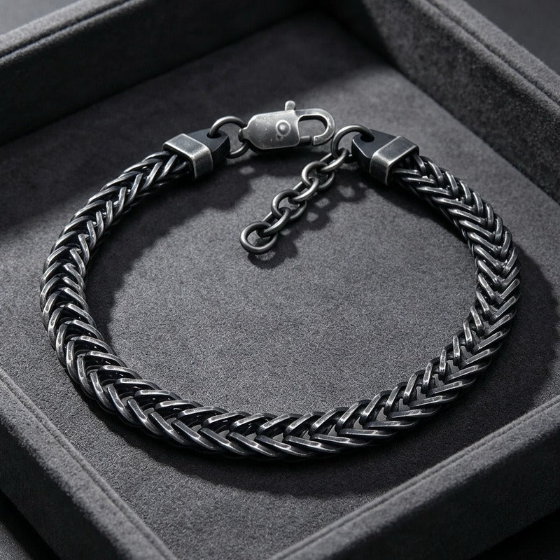 Kemston Braided Chain Bracelet for Men Stainless Steel Woven Texture KB216164-KFC