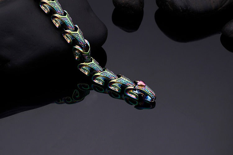 Kemstone Men’s Dragon Spine Chain Bracelet – 11mm Stainless Steel Gothic Norse KB40302-D