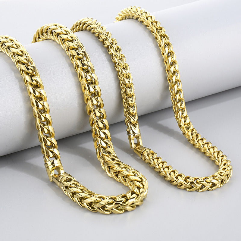Kemstone Titanium Steel Textured Sphere Chain Necklace – Urban Edge Vacuum Plated Men's Jewelry KN236908