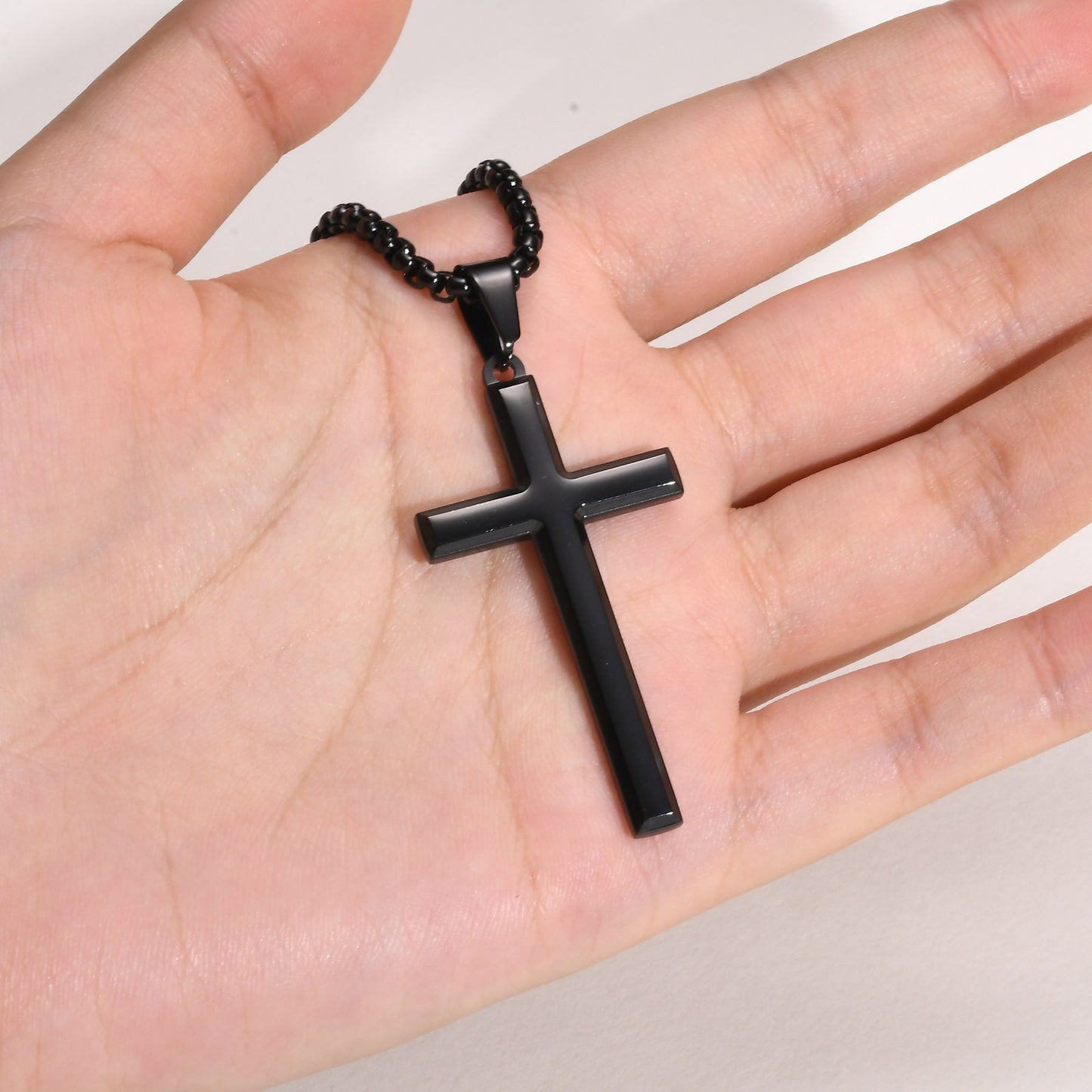 Steel Cross Pendant Necklace – Polished Minimalism in Silver, Gold & Black PN2045