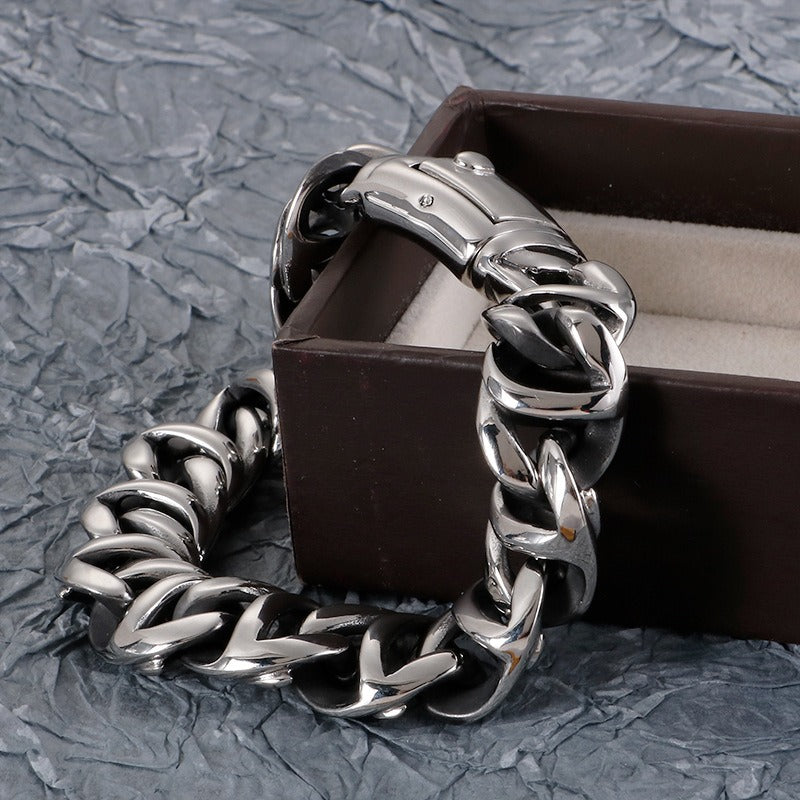 Kemstone Men’s Stainless Steel Viking Chain Bracelet – 16–20mm Gothic Street Warrior KB82293-BD