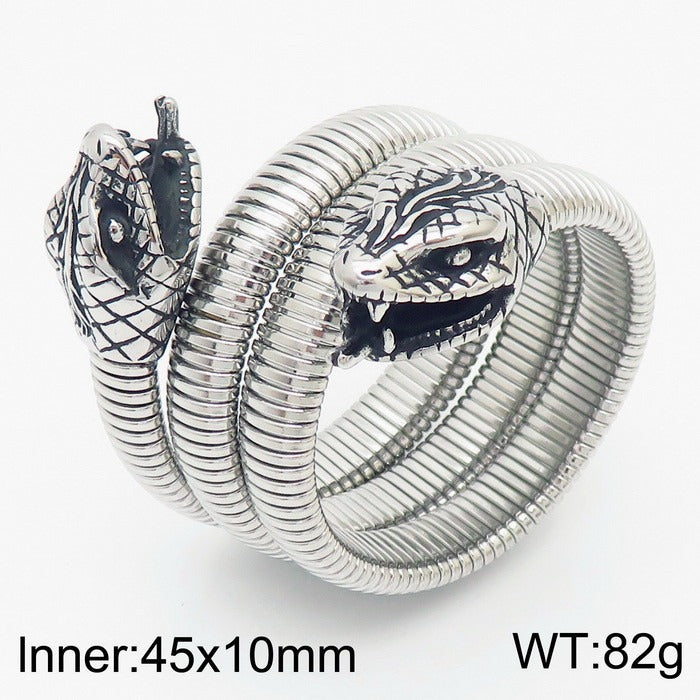Kemstone Men’s Snake Cuff Bracelet Collection – Punk Norse Stainless Steel Open Bangle Gothic Streetwear KB139904