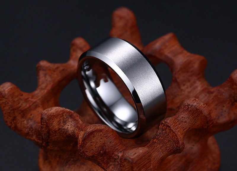 Kemstone Tungsten Ring for Men – 8mm Brushed Band with Viking Power Symbol, Scratch-Resistant TCR-011