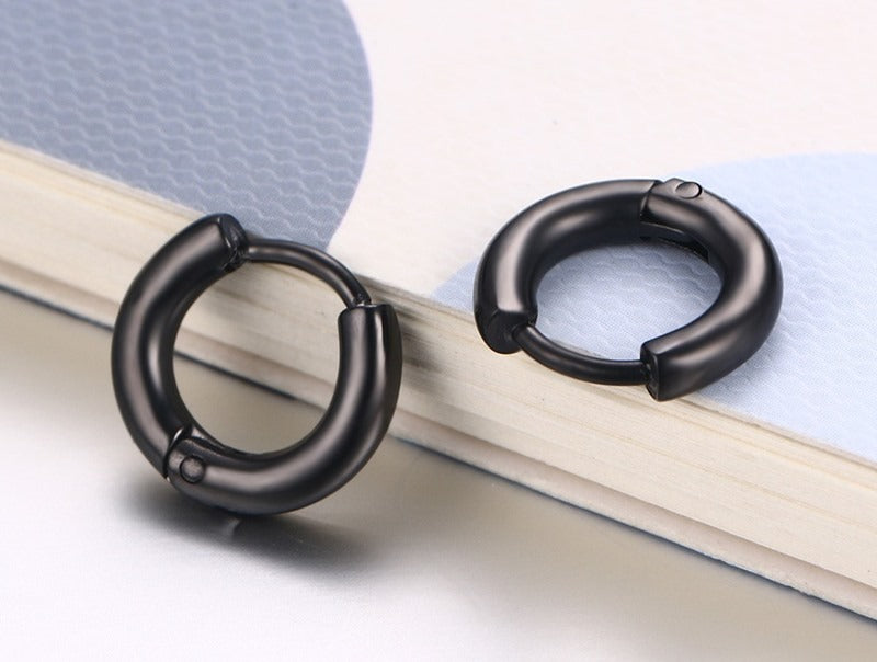 Titanium Steel Earrings – Minimalist Geometric Design with Custom Engraving EH-166