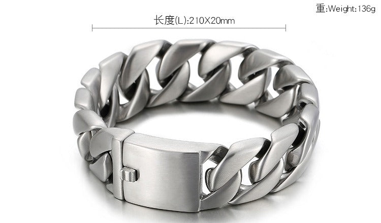 Kemstone Matte Titanium Steel Cuban Link Bracelet – Rugged Minimalist Chain for Men’s Urban & Gothic Style KB162789