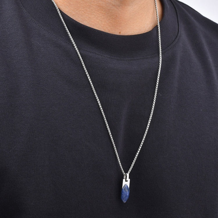 Kemstone Geometric Tiger Eye Pendant Necklace for Men Stainless Steel PN-2439