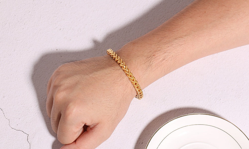 Kemstone Men’s Stainless Steel Viking Chain Bracelet – Hexagonal Link Curb Design BR-625