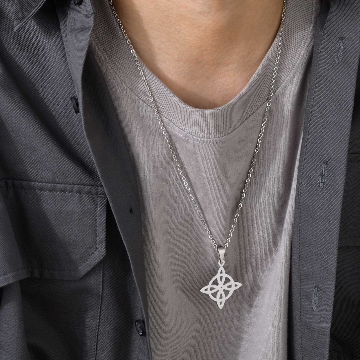 Kemstone Stainless Steel Celtic Knot Pendant Necklace for Men PN-1711