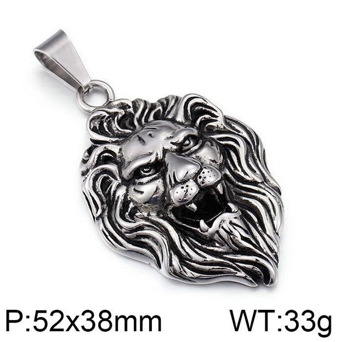 Kemstone Predator Series - Collana con ciondolo leone/lupo/volpe in acciaio al titanio opaco per abbigliamento punk da uomo KP79439-BD