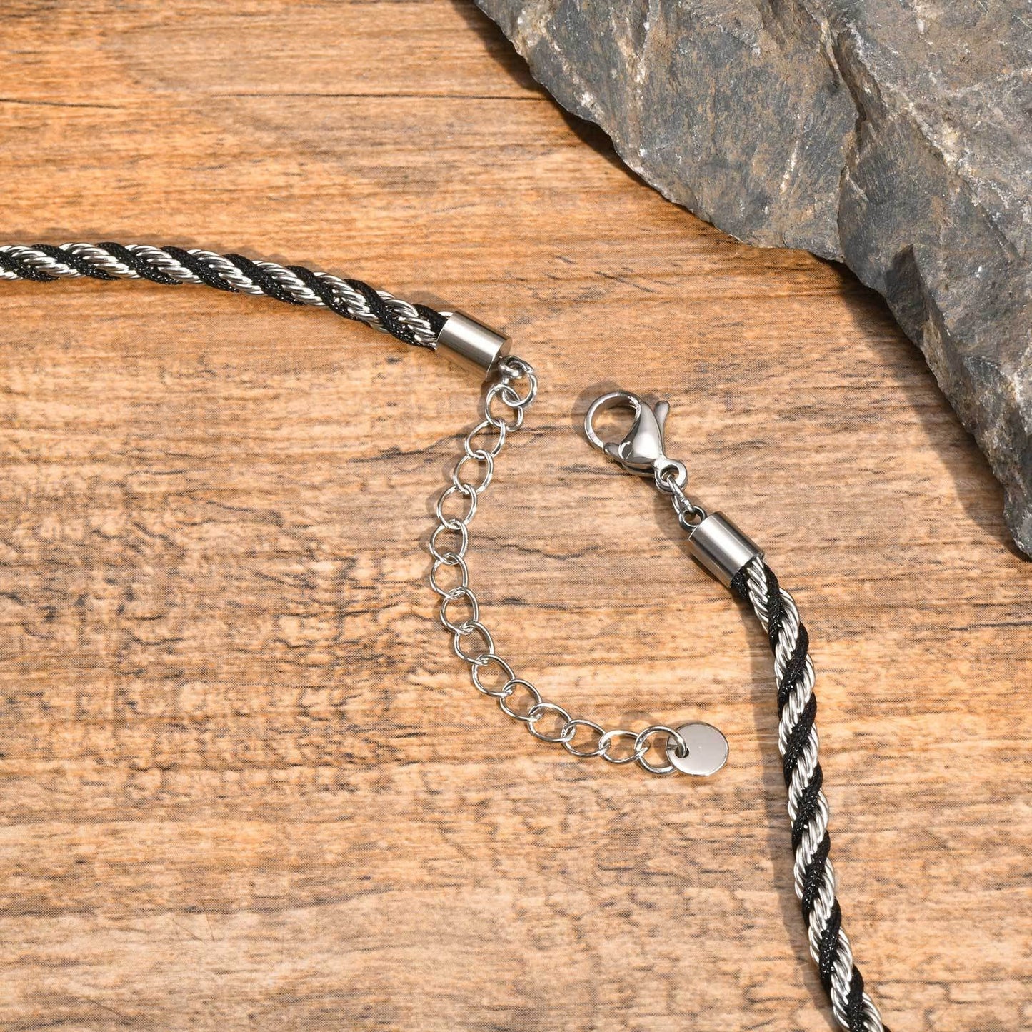 Kemstone Stainless Steel Rope Twist Bracelet Necklace – Men’s Jewelry BR-235