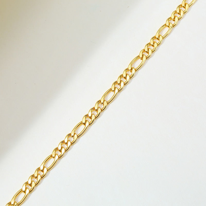 Pulsera Kemstone de acero inoxidable 3:1 con cadena NK de titanio y acero - 5 mm/7 mm, joyería unisex de oro y acero para uso diario BR-1076