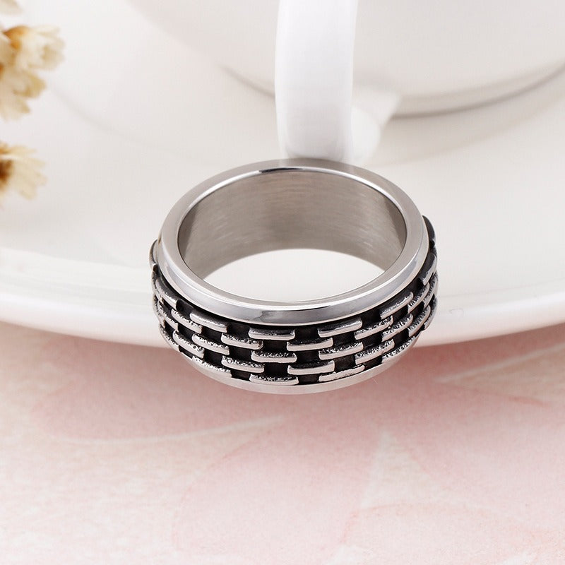 Anello meccanico retrò Kemstone - Design gotico rotante per accessori antistress KR44457-K