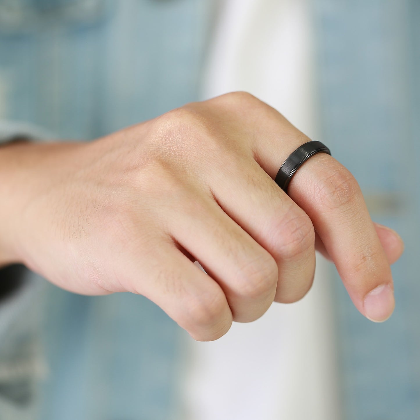 Kemstone Tungsten Steel Graduation Ring – 5mm Black & Gold Matte Finish Men's TCR-061