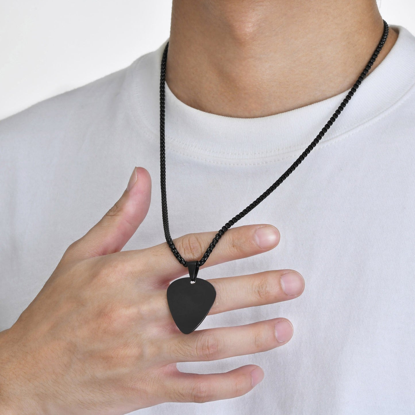 Kemstone Steel Guitar Pick Pendant Necklace – 316L Stainless Steel Minimalist Rock Jewelry PN-1843