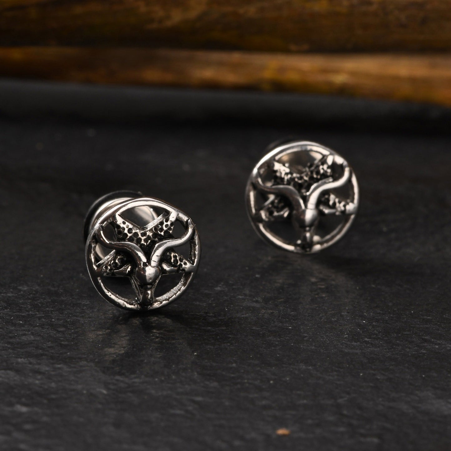 Kemstone Gothic Punk Stainless Steel Stud Earrings – Bold Vintage Edge